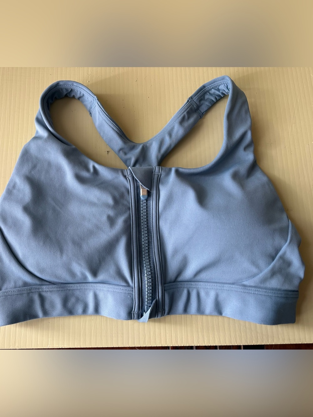 Athleta Dusty Blue Front-Zip Racerback Sports Bra size small